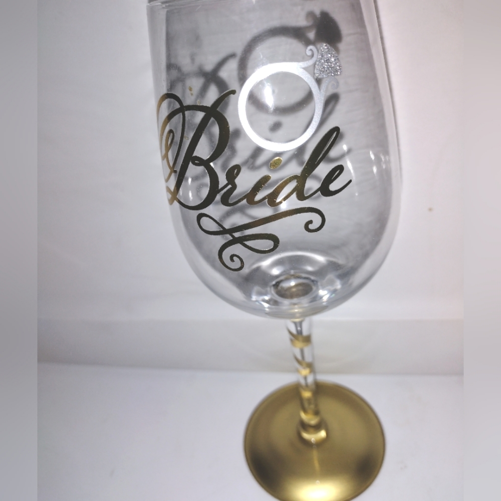 New never used bride wine glass